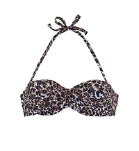 Lascana Women's Leopard Cheetah Print Bandeau Bikini Swimsuit Top Bra Sizing