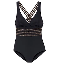 Lascana Women's Leopard Cheetah Trim Tummy Control One Piece Swimsuit