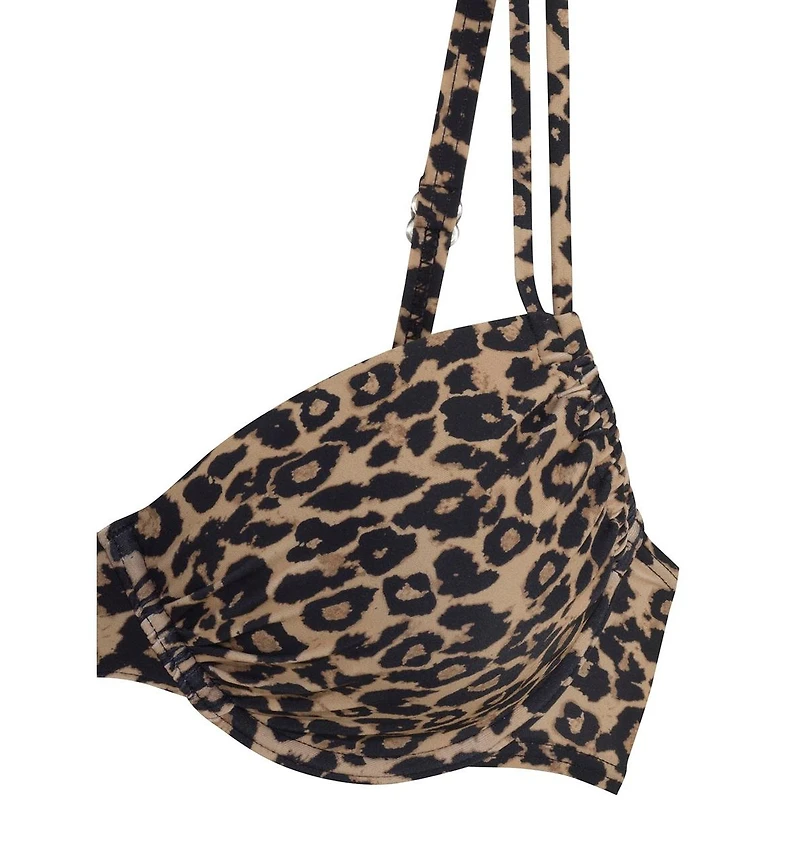 Lascana Women's Leopard Cheetah Print Underwire Bikini Swimsuit Top Bra Sizing