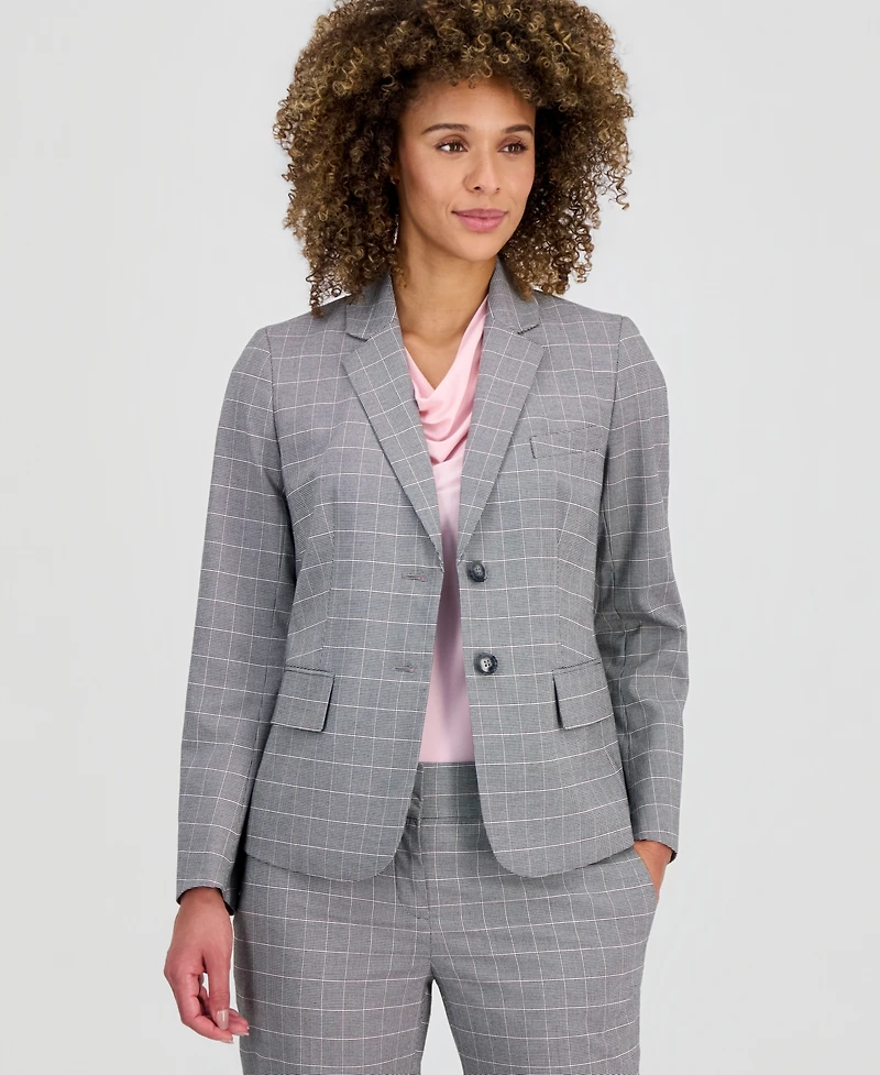 Kasper Women's Plaid Two-Button Blazer