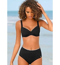Lascana Women's Scalloped High Waisted Bikini Swimsuit Bottom