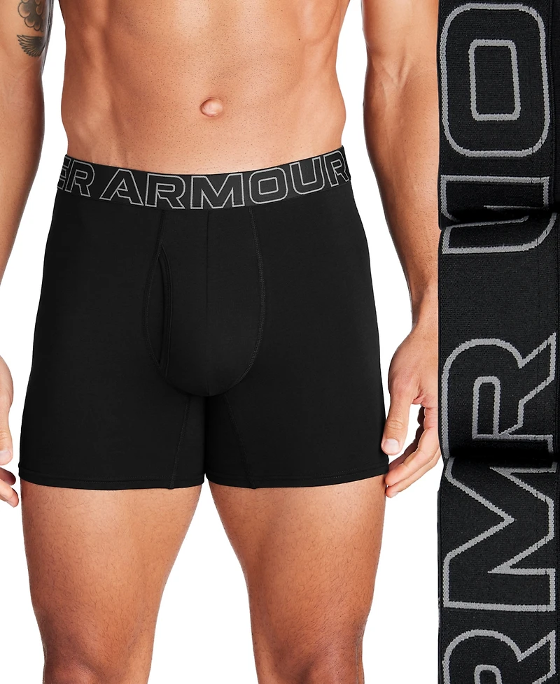 Under Armour Men's 3-Pack Cotton Performance Solid 6" Boxer Briefs