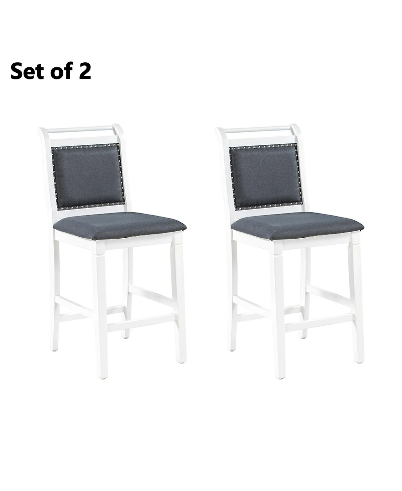 Boyel Living 3-Piece Wood Drop Leaf Counter Height Dining Table Set with 2 Upholstered Chairs