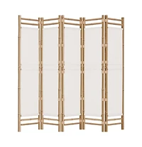 vidaXL Folding 5-Panel Room Divider 78.7" Bamboo and Canvas