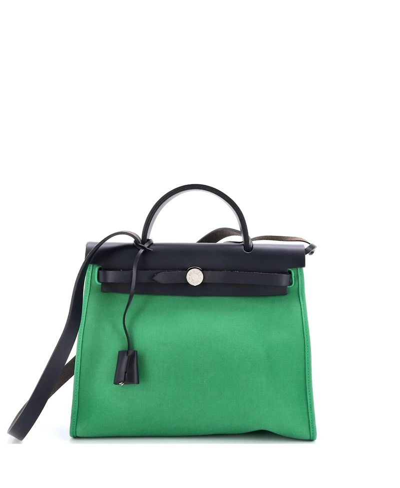 Pre-Owned Hermes Herbag Zip Leather and Toile