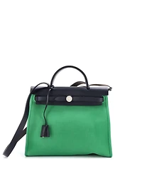 Pre-Owned Hermes Herbag Zip Leather and Toile