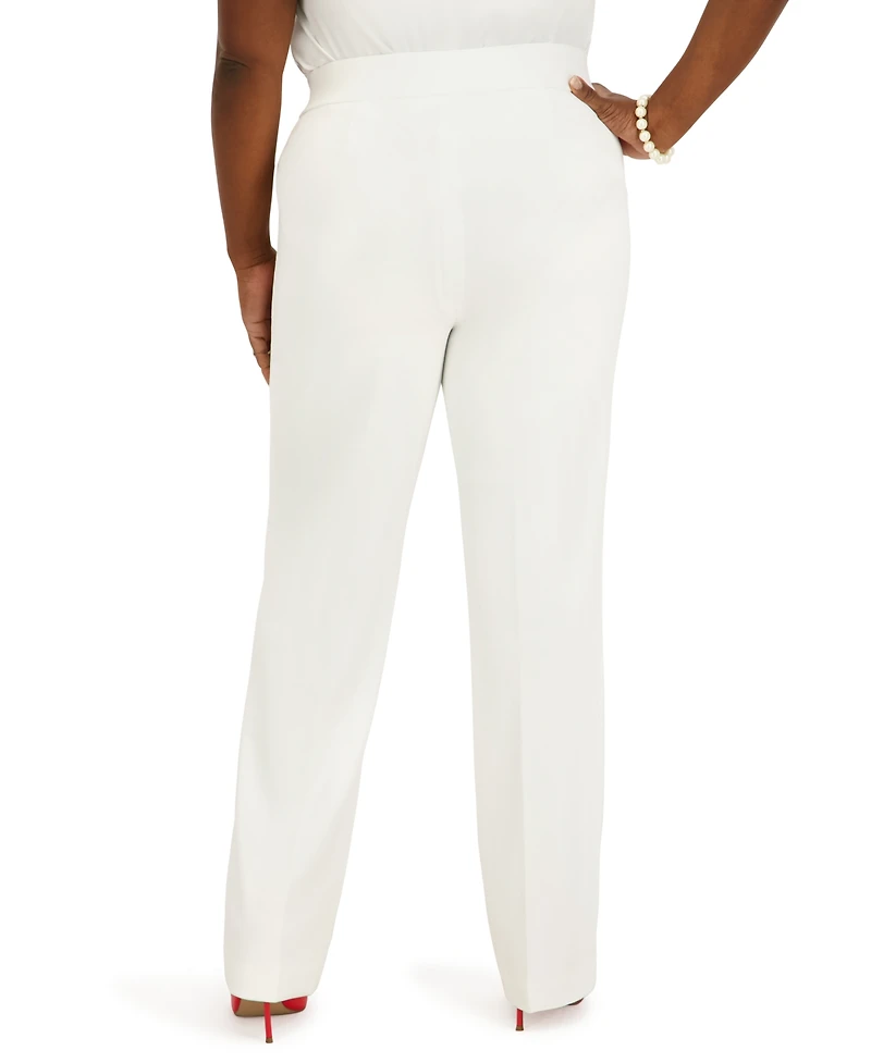 Kasper Women's Pull-On Rivet Faux Extend Tab Trousers