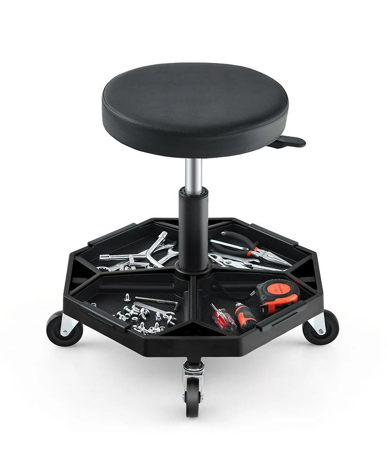 Sugift 330 Lbs Capacity Pneumatic Rolling Mechanic Stool with Padded Seat