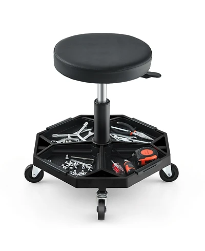 Sugift 330 Lbs Capacity Pneumatic Rolling Mechanic Stool with Padded Seat