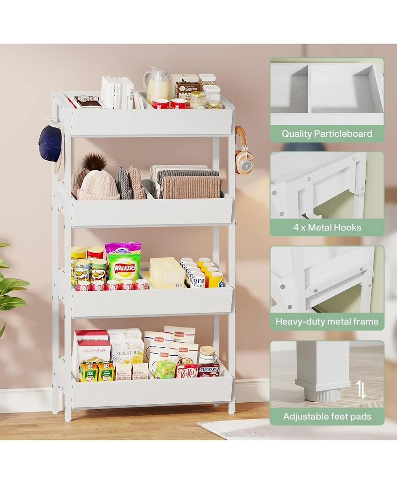 Tribesigns Bookshelf, Industrial 8-Tier Etagere Bookcases, 77-Inch Tall Book Shelf Open Display Shelves, Wood Look Accent Shelving Unit with Metal Fra