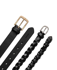 Calvin Klein Women's Two Pack - Skinny Braid and Harness Buckle Belt Set