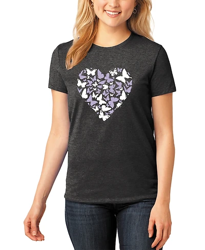 La Pop Art Women's Butterfly Heart Crew Neck T-Shirt