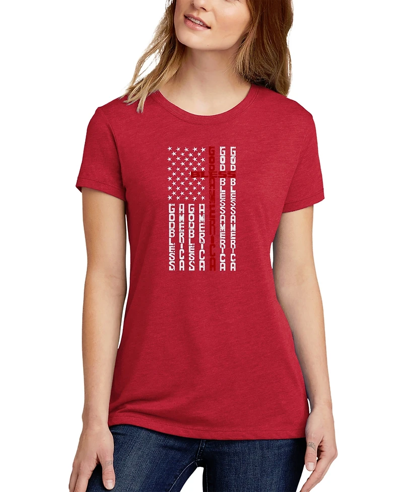 La Pop Art Women's Cross Flag Word Short Sleeve T-Shirt