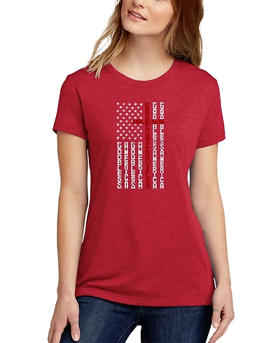 La Pop Art Women's Cross Flag Word Short Sleeve T-Shirt