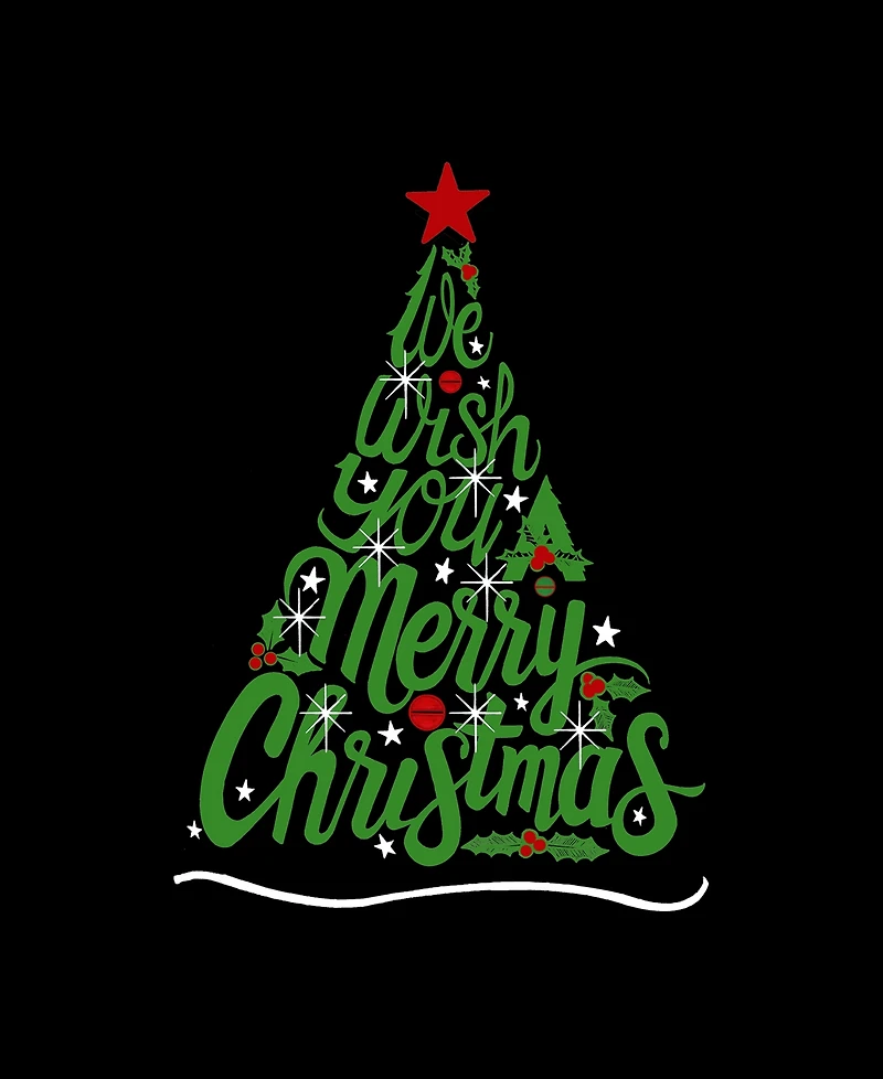 La Pop Art Women's We Wish You A Merry Christmas Word Crew Neck T-Shirt