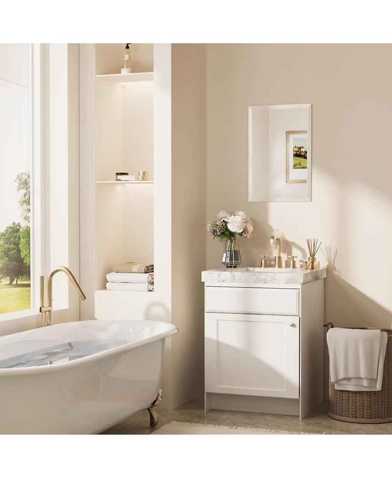 Keonjinn Inch Beveled Bathroom Vanity Mirror Shatterproof Frameless Wall Mirrored Over Sink Horizontal/Vertical