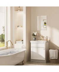 Keonjinn Inch Beveled Bathroom Vanity Mirror Shatterproof Frameless Wall Mirrored Over Sink Horizontal/Vertical