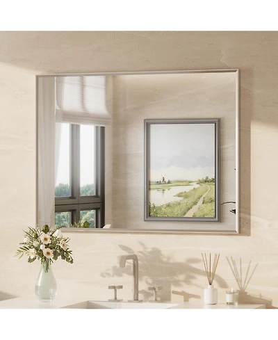 Keonjinn Inch Brushed Nickel Bathroom Vanity Mirror Metal Framed Over Sink Wall Mirror Horizontal/Vertical