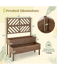 Sugift 2-Tier Raised Garden Bed with Trellis-Brown