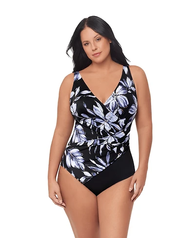 Miraclesuit Plus Fiore Di Luna Oceanus Tummy Control One-Piece Swimsuit