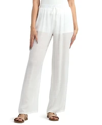 Bcx Women's Resort Gauzy Texture Mid Rise Wide Leg Pants