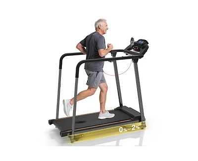 Redliro Walking Treadmill for Seniors with Long Handrails, Foldable Incline Treadmil, 265lbs Compact Treadmill for Home Exercise