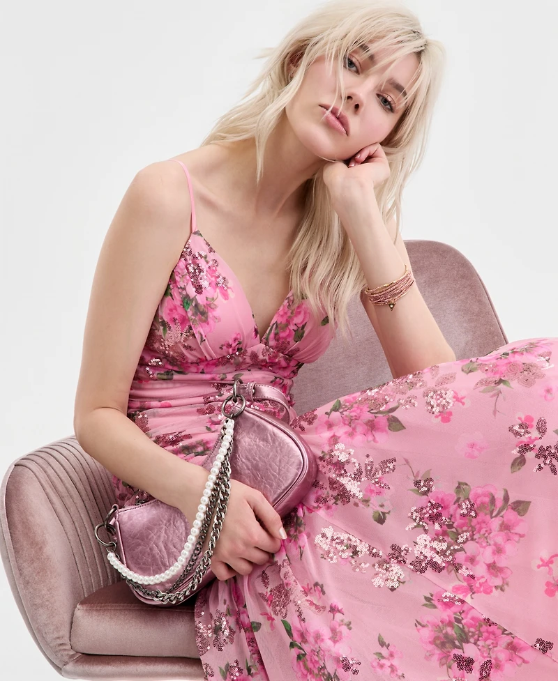 Emerald Sundae Juniors' Smocked Sequinned Gown