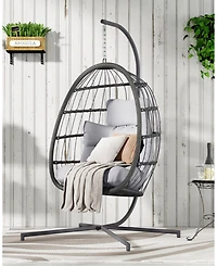 Vlsrka 3-Piece Outdoor Swivel Wicker Rocking Chair Set