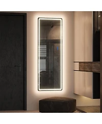 Vlsrka Wall-mounted or freestanding rectangular full-length mirror with adjustable Rgb lighting.