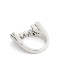 Coach Faux Stone Signature Name Plate Band Ring
