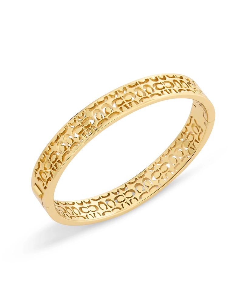Coach Gold Signature Quilted Cut Out Bangle Bracelet
