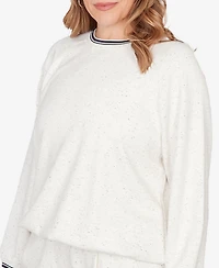 Ruby Rd. Plus Bubble Hem Fleck Knit Pullover Top