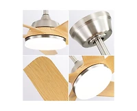 Sofucor 52-inch Modern Sand Nickel 5-Blade Tri-Color Dimming Ceiling Fan with Remote Control and Timing Function for Indoor