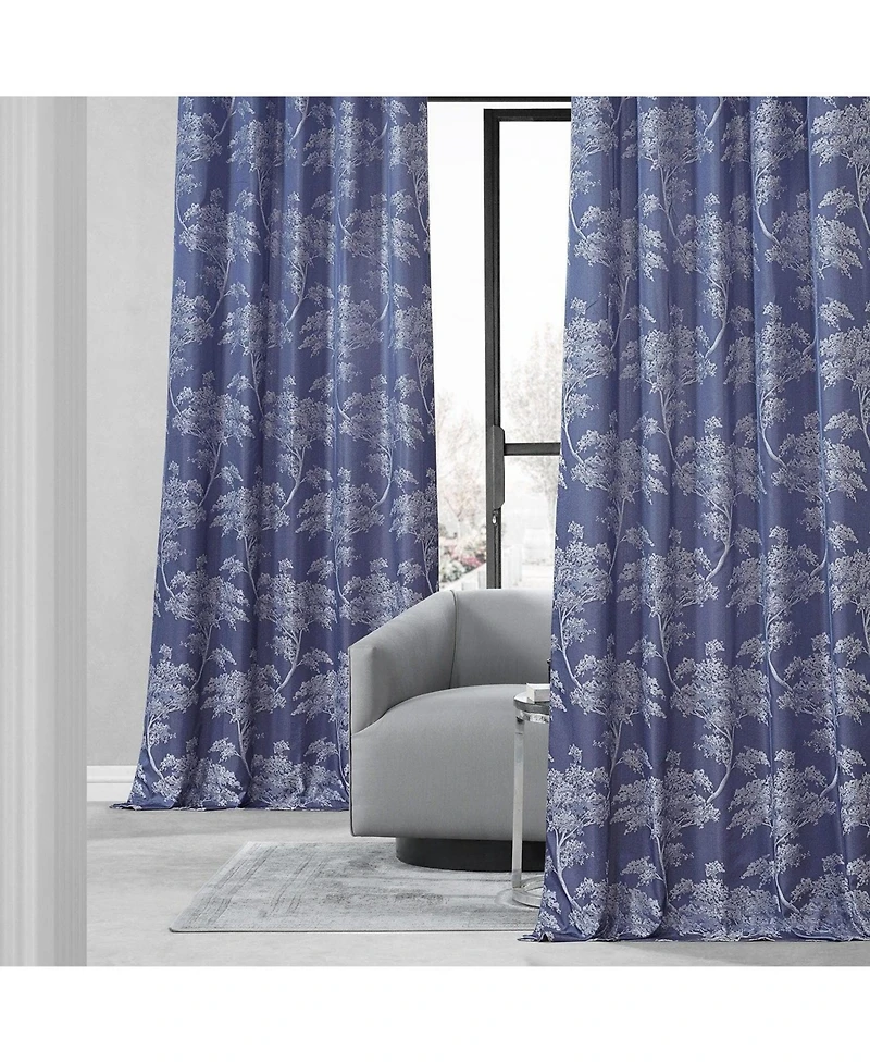 Half Price Drapes Sequoia Floral Faux Silk Jacquard Room Darkening Curtain