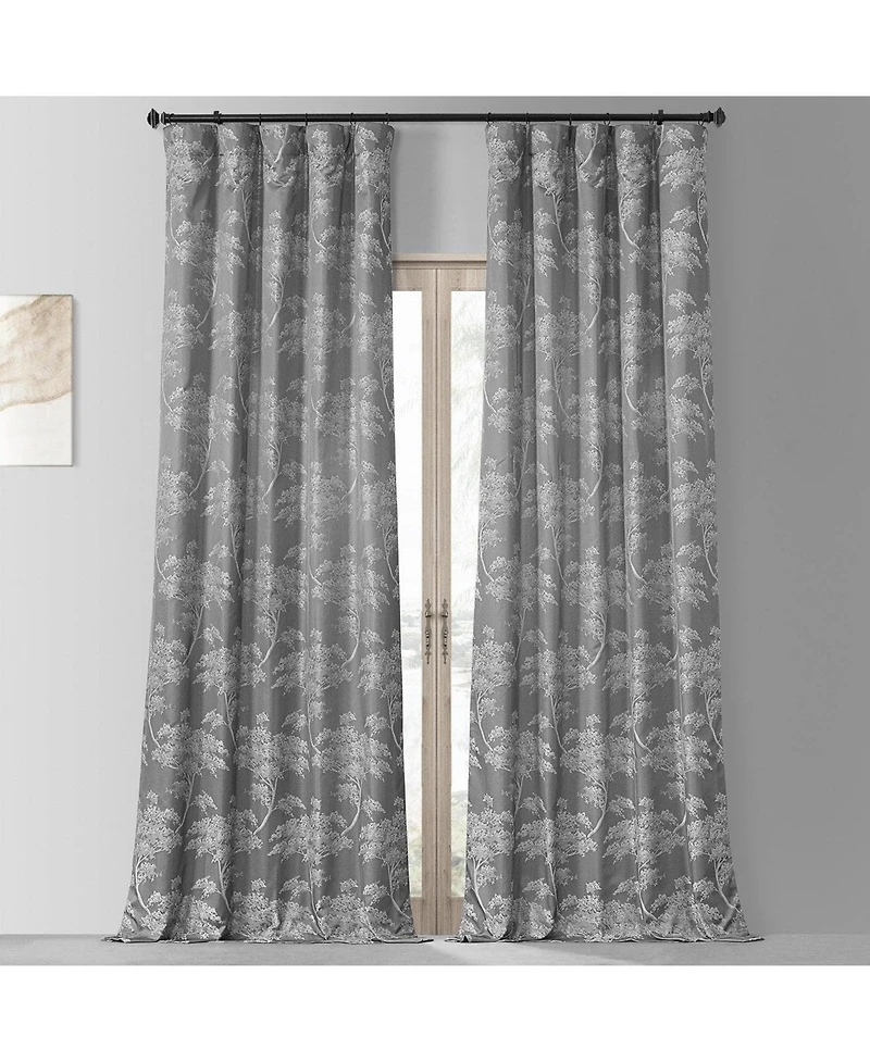 Half Price Drapes Sequoia Floral Faux Silk Jacquard Room Darkening Curtain