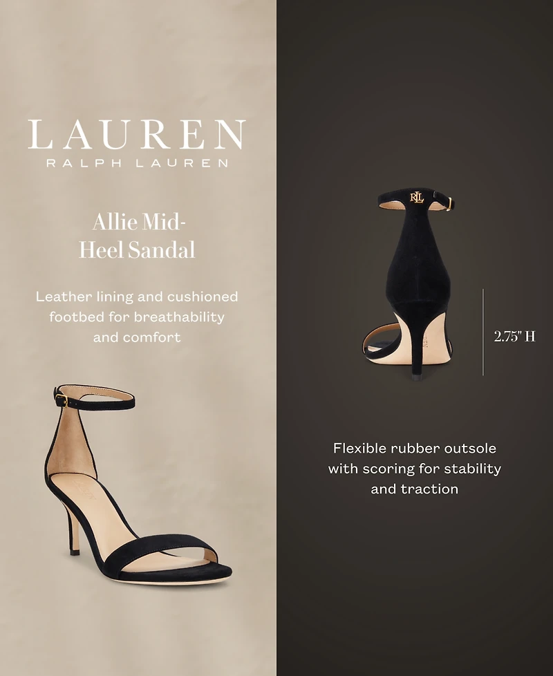 Lauren Ralph Women's Allie Ankle-Strap Mid-Heel Dress Sandals