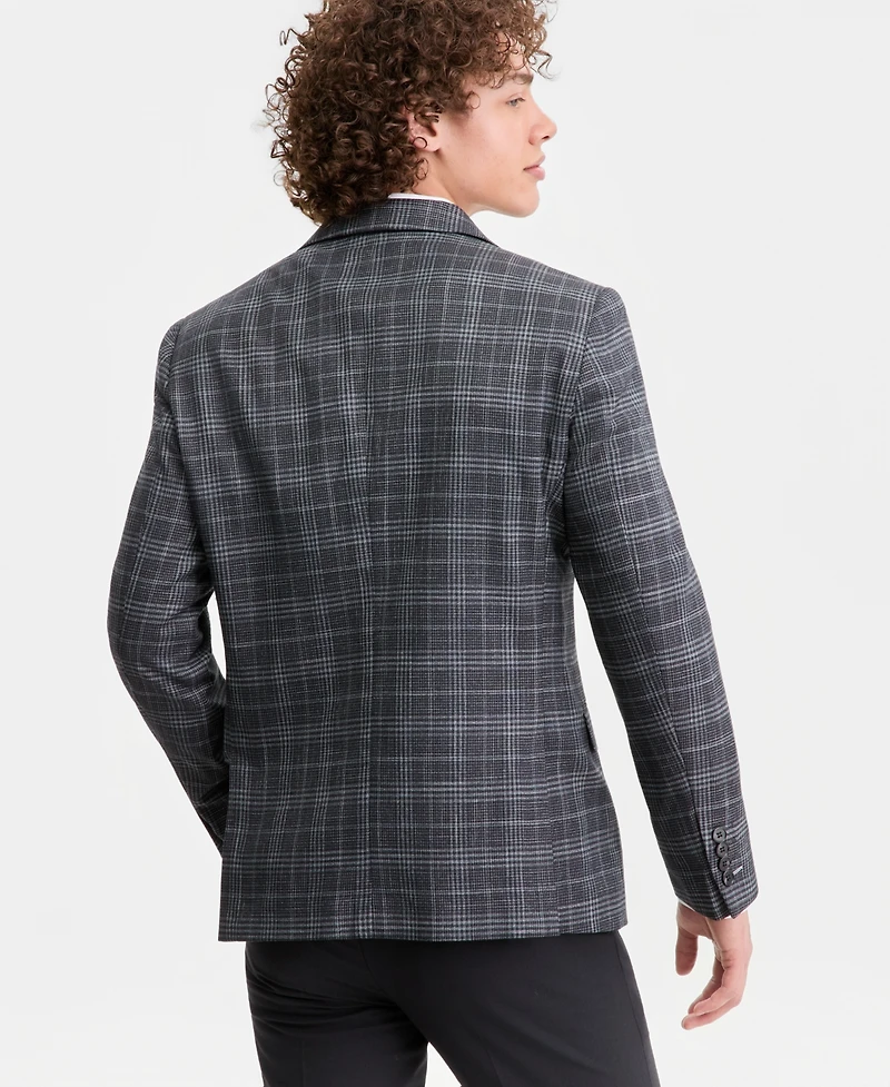 Men's Plaid Notch-Lapel Slim-Fit Sport Coat