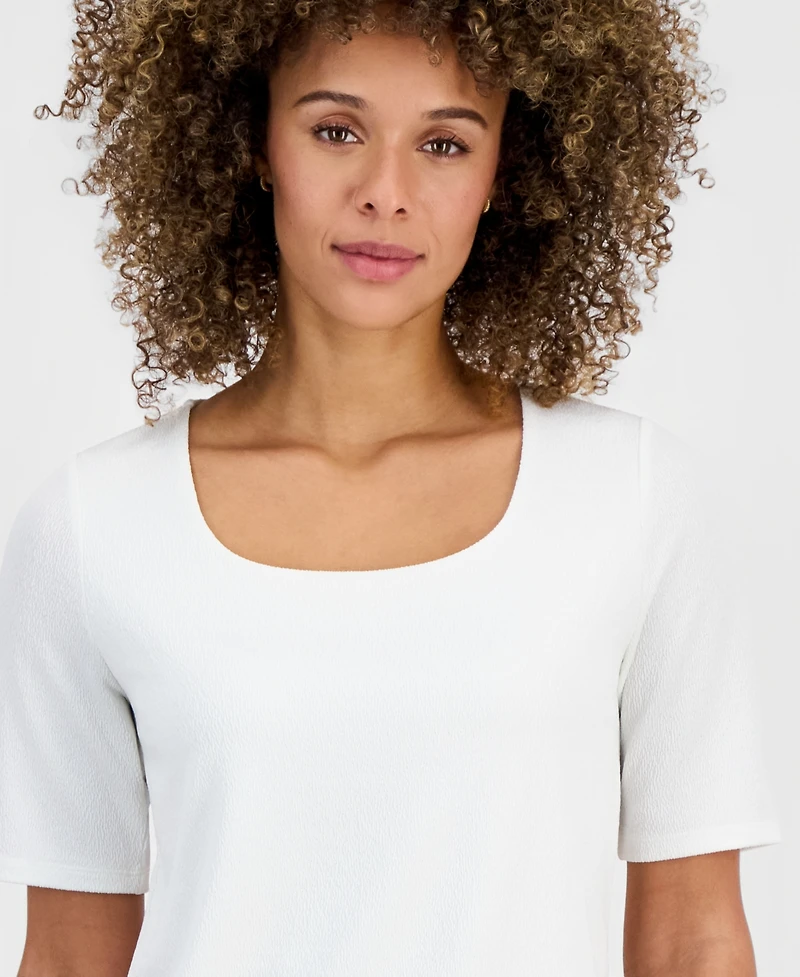 Kasper Women's Textured Elbow-Sleeve Top