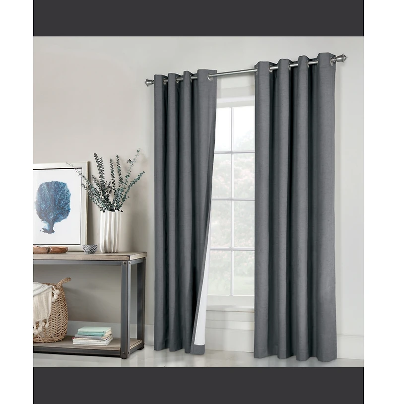 Thermaplus Ventura Blackout Grommet Curtain Panel Pair Frame Your Windows with Subtle Slub Textured Motif Each 78" x 84" Dark