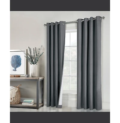 Thermaplus Ventura Blackout Grommet Curtain Panel Pair Frame Your Windows with Subtle Slub Textured Motif Each 78" x 84" Dark
