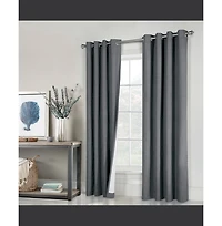 Thermaplus Ventura Blackout Grommet Curtain Panel Pair Frame Your Windows with Subtle Slub Textured Motif Each 78" x 84" Dark