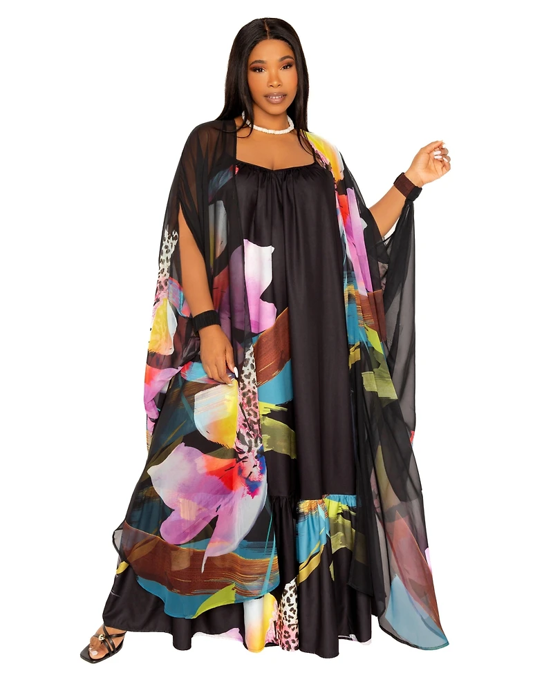 Buxom Couture Women's Floral Voluminous Maxi Dress