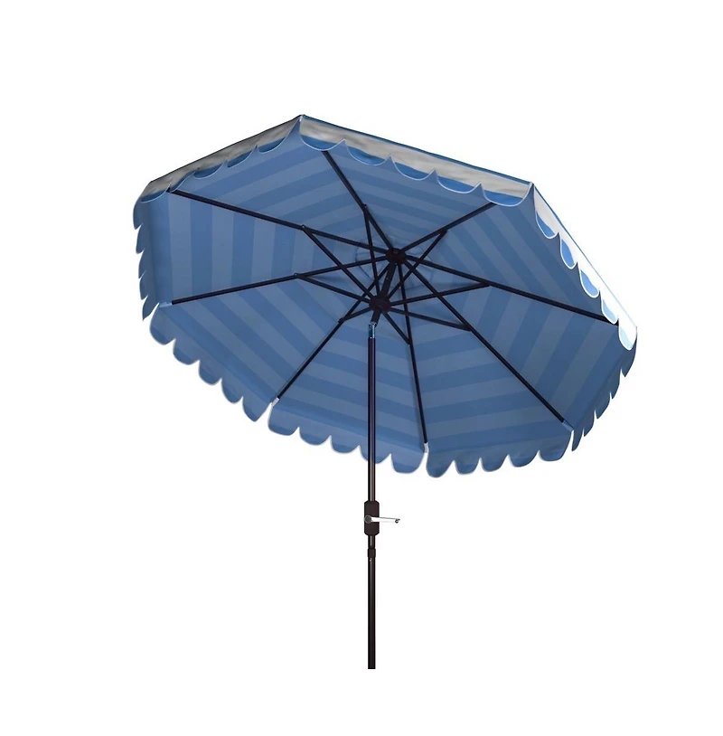 Safavieh Maui Single Scallop Striped 9Ft Crank Push Button Tilt Umbrella