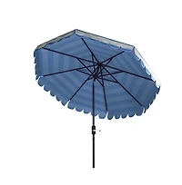 Safavieh Maui Single Scallop Striped 9Ft Crank Push Button Tilt Umbrella