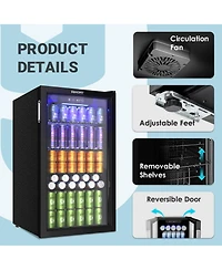 Euhomy 17.5" Single Zone 126 Cans 3.2 Cu.Ft. Beverage Cooler
