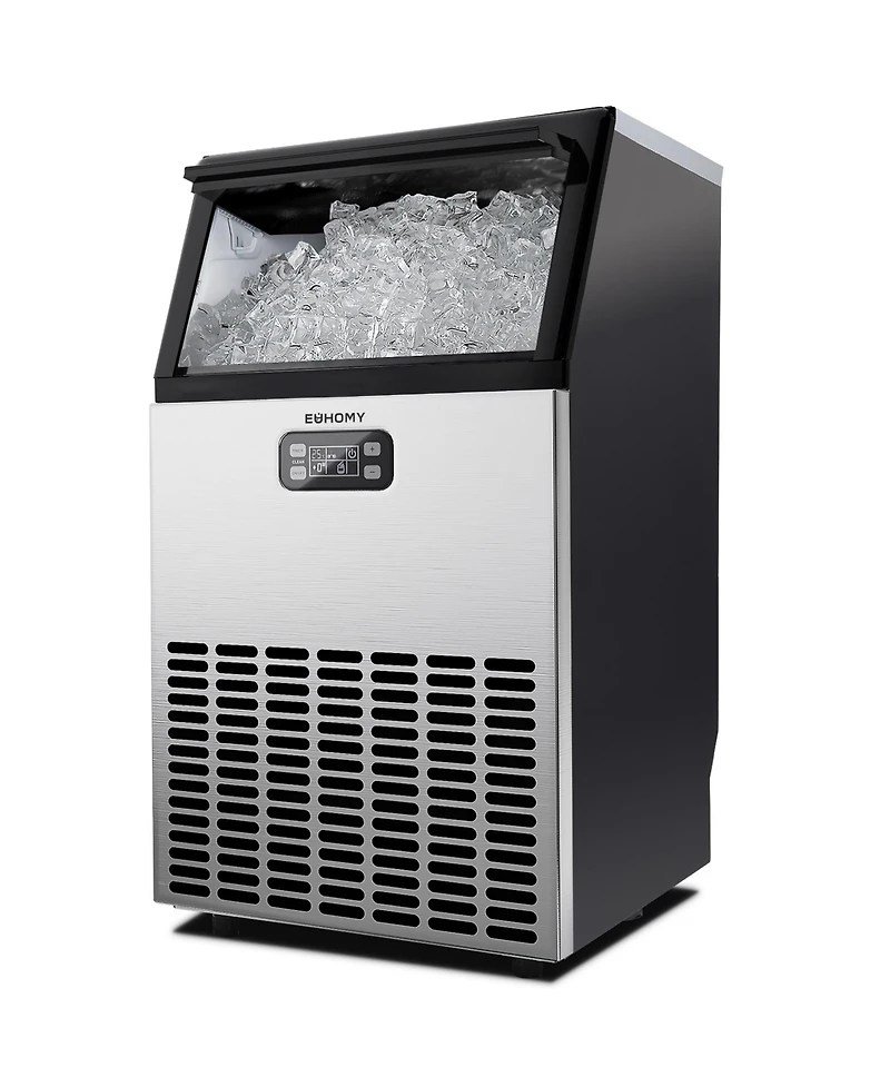 Euhomy 33-lb Ice Storage 100-lb Ice Per day Cubed Ice Maker with Scoop in Silver
