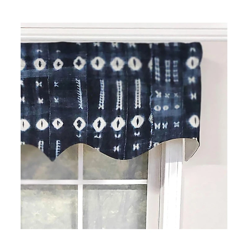 Rlf Home Modern Design Classic Pulsar Regal Style Window Valance 50" x 17" Indigo