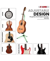 5Core Guitar Stand Pair Floor Folding Holder Soporte Para Guitarra for Acoustic Electric Bass - Gsh Hd D-blu 2PK