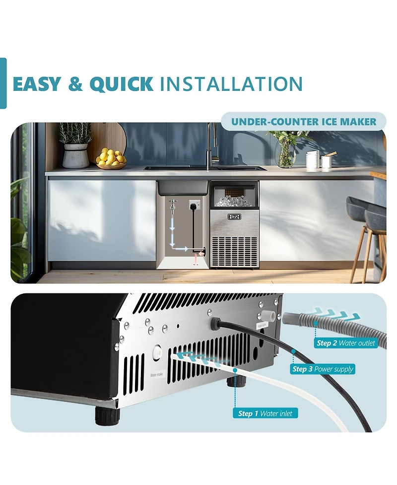 Euhomy Ice Maker with Auto Clean in Silver