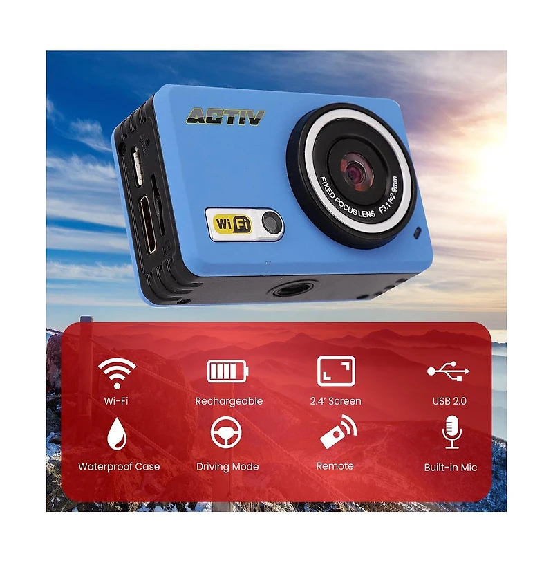Pyle Hd 1080P Waterproof WiFi Sports Action Camera with Lcd Screen & Mount – 8MP Mini Camcorder